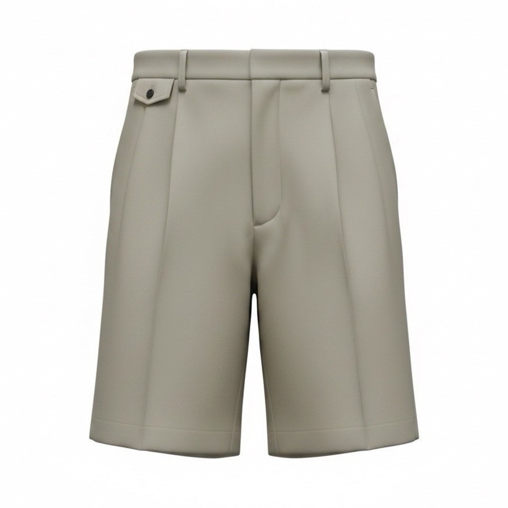 Brooks Brothers Mens Beige Solid Pleated Twill Chino Shorts Button Closure W40